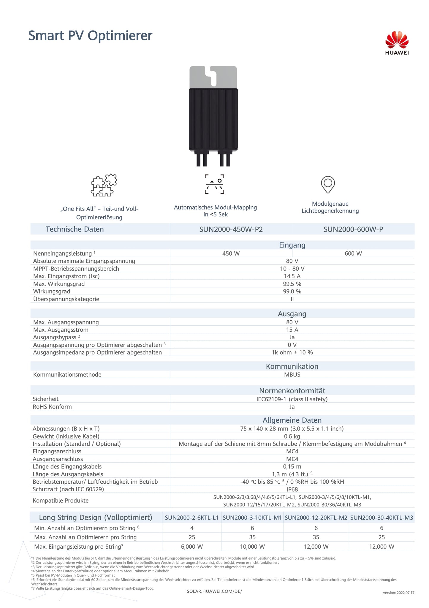 Optimierer für Solarmodul, Smart Optimizer SUN2000-450W-P2